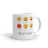 ThoughtXPress PhD Mug (emoji) "PhD Feelings"